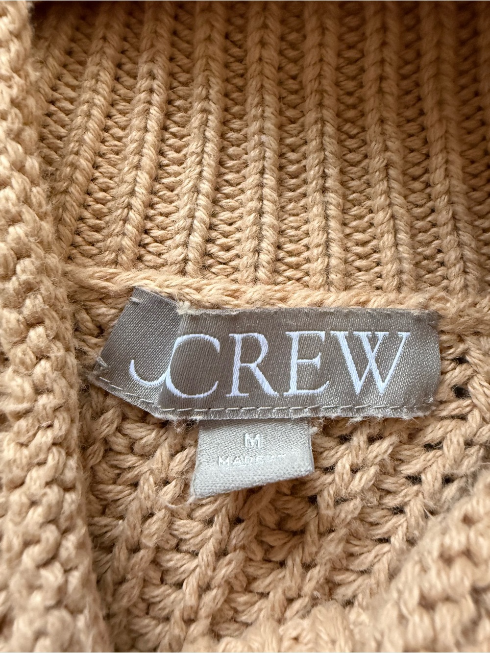 J. Crew Women's Chunky Knit Turtleneck Sweater in Camel - Picture 2 of 8